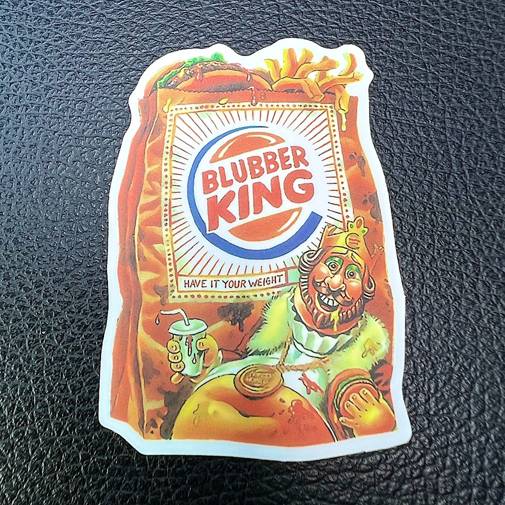 Blubber King Gross Crude Rude Blunt Brand Parody 80s 90s Blunt Funny Sticker
